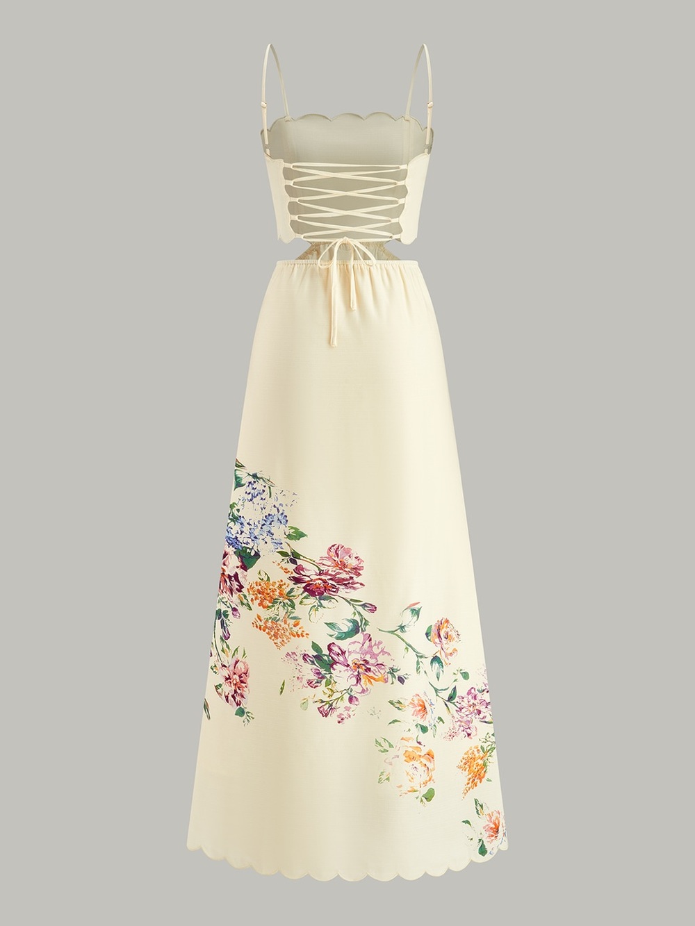 Commense Floral Print Lace-Up Back Sleeveless Dress - Picture 7 of 15